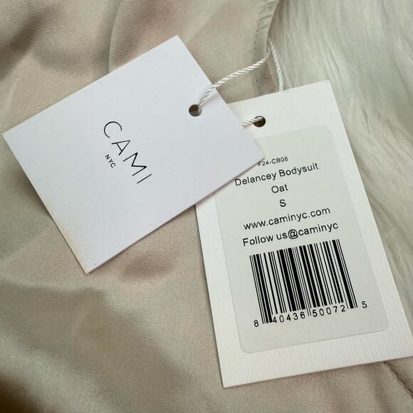 Cami NYC Delancey Silk Bodysuit Size S Oat NWT Classic Old Money European Summer - Picture 9 of 16